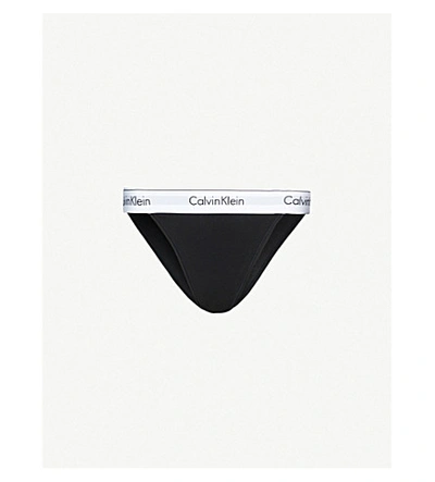 Calvin Klein Modern Cotton Cotton-jersey Thong In Black