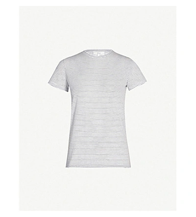 Shop Vince Striped Cotton-jersey T-shirt In Off White/ Hematite