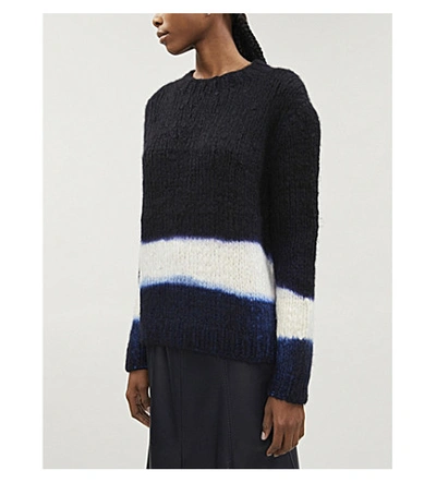 Shop Gabriela Hearst Lawrence Striped Cashmere Jumper In Navy/ivory/sapphire
