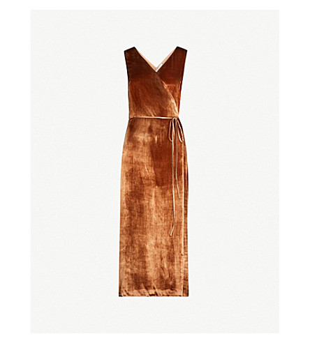 maroon maxi wrap dress