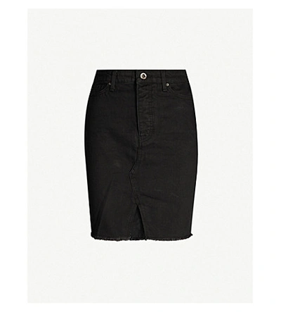 Shop Armani Exchange Slim-fit High-waist Denim Skirt In Black