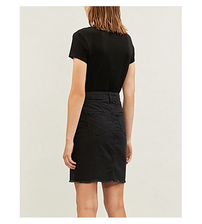 Shop Armani Exchange Slim-fit High-waist Denim Skirt In Black