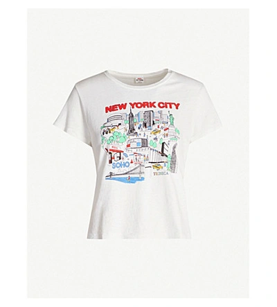 Shop Re/done Graphic-print Cotton-jersey T-shirt In Vintage White