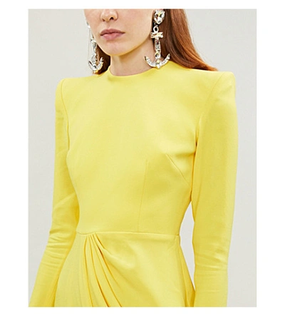 Shop Alex Perry Knox Draped Crepe Gown In Yellow