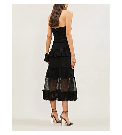 Shop Alexis Angelia Ruffled Mesh And Cotton Midi Dress In Black