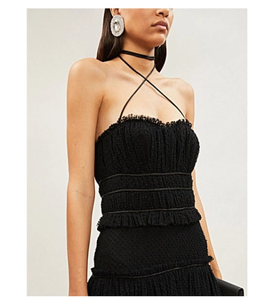 Shop Alexis Angelia Ruffled Mesh And Cotton Midi Dress In Black