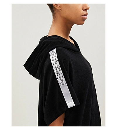 Shop Calvin Klein Intense Power Cotton-towelling Poncho In Beh Black