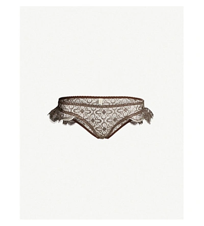 Shop Myla Rosemoor Street Metallic Lurex-lace Briefs In Chocolate