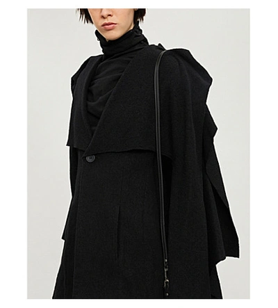 Shop Yohji Yamamoto Cape Wool Coat In Black