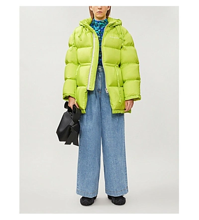 Shop Acne Studios Hooded Shell-down Jacket In Neon Yellow