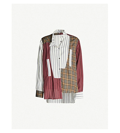 Shop Loewe Asymmetric Striped Crepe Shirt In Multicolor