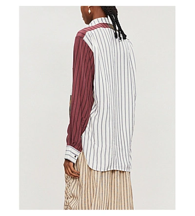 Shop Loewe Asymmetric Striped Crepe Shirt In Multicolor