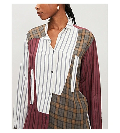 Shop Loewe Asymmetric Striped Crepe Shirt In Multicolor