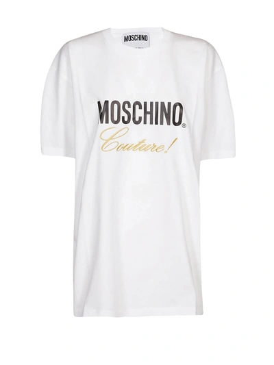 Shop Moschino Couture Cotton T-shirt In White
