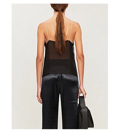 Shop J Brand Lucy Crystal Silk-satin Camisole In Black