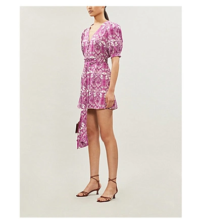 Shop Alexis Bardot Floral-print Satin Mini Dress In Mulberry Palm