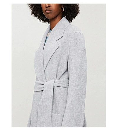 Shop Acne Studios Carice Belted Wool Coat In Cold Grey Melange