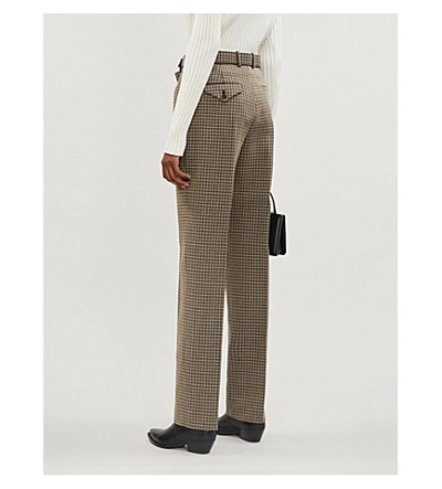 Shop Givenchy Checked Straight High-rise Wool Trousers In Biege Camel