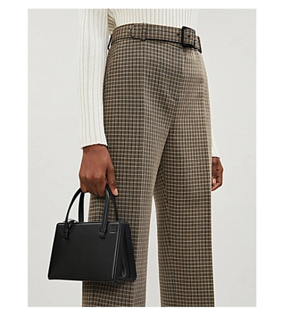 Shop Givenchy Checked Straight High-rise Wool Trousers In Biege Camel