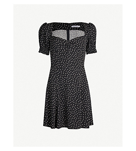 Reformation Drea Polka-dot Crepe Mini Dress In Selene | ModeSens