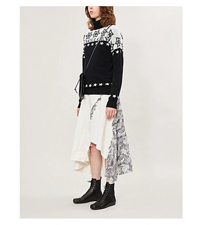 Shop Loewe Snowflake-intarsia Wool Jumper In Wht/blk