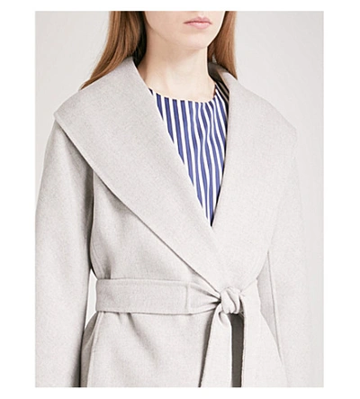 Shop Max Mara Messi Wool Wrap Coat In Grey