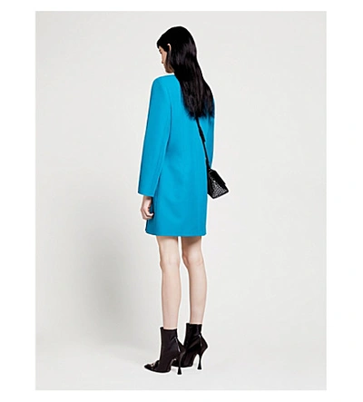 Shop Balenciaga V-neck Twill Blazer Dress In Petrol Blu