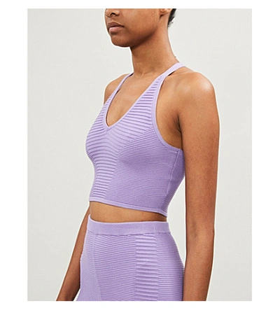 Shop Adam Selman Sport Ribbed Stretch-knit Cropped Top In Kaboodle