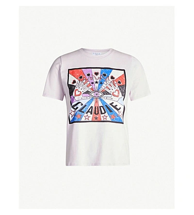 Shop Claudie Pierlot Logo-print Cotton T-shirt In Lilas