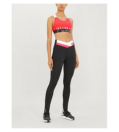 Shop Puma Hit Feel It High-waisted Stretch Leggings In  Black Pink Alert