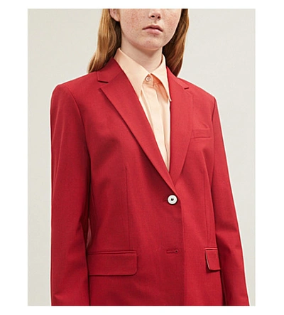 Shop Theory Single-breasted Wool-blend Blazer In Crimson