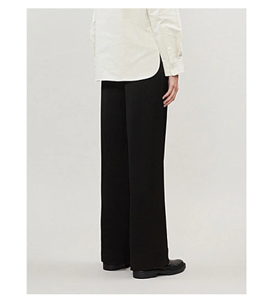 Shop Theory Wide Leg Satin-crepe Trousers In Black