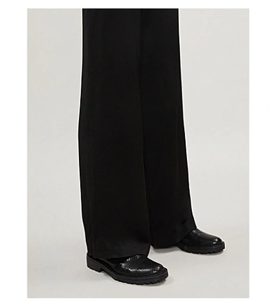 Shop Theory Wide Leg Satin-crepe Trousers In Black