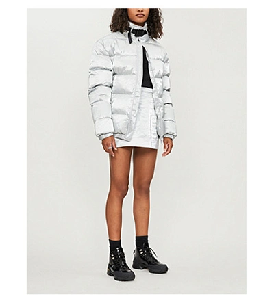 Shop Alyx Reflective High-neck Padded Shell-down Jacket In Silver