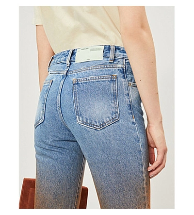 Shop Off-white Dip-dyed Cropped Straight Mid-rise Jeans In Medium Blue Wash