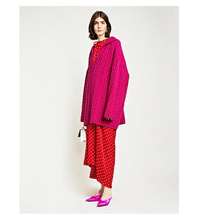 Shop Balenciaga Oversized Cable-knit Wool Jumper In Pink