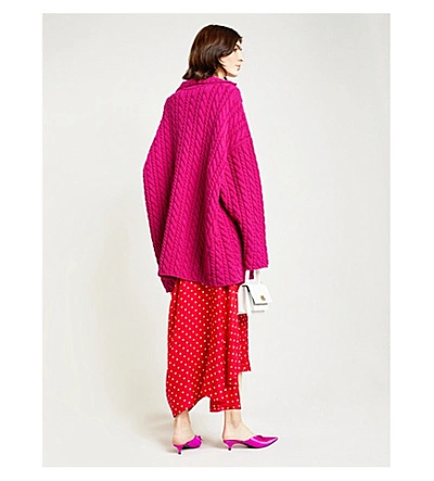 Shop Balenciaga Oversized Cable-knit Wool Jumper In Pink