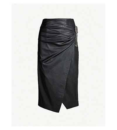 Shop Pinko Cagliare High-waist Faux-leather Skirt In Nero Limousine