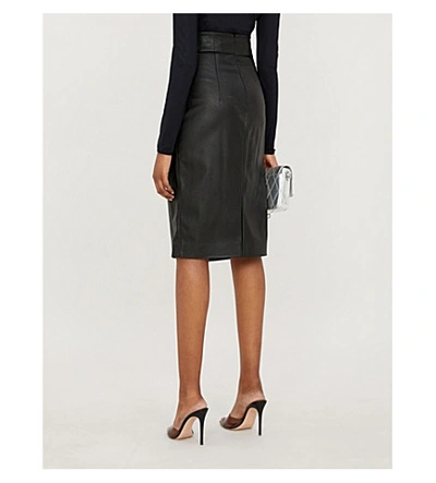 Shop Pinko Cagliare High-waist Faux-leather Skirt In Nero Limousine