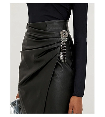 Shop Pinko Cagliare High-waist Faux-leather Skirt In Nero Limousine