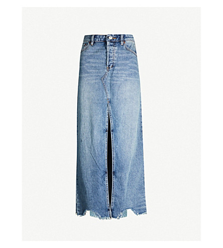 free people denim maxi skirt