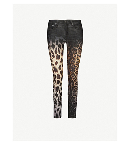 faded leopard print jeans