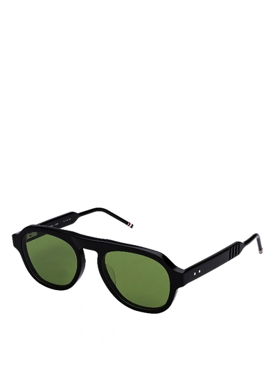 Shop Thom Browne Black Acetate Frame Tinted Lens Sunglasses