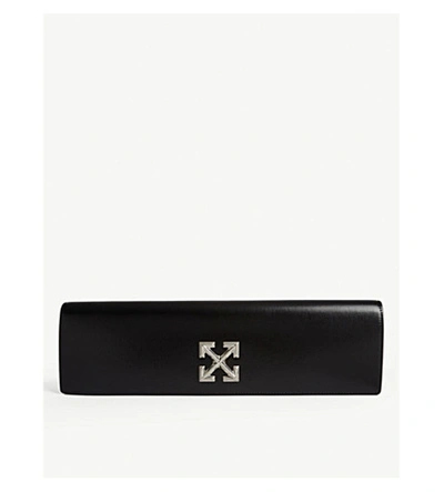 Shop Off-white Jitney 2.2 Extra-long Leather Clutch In Black