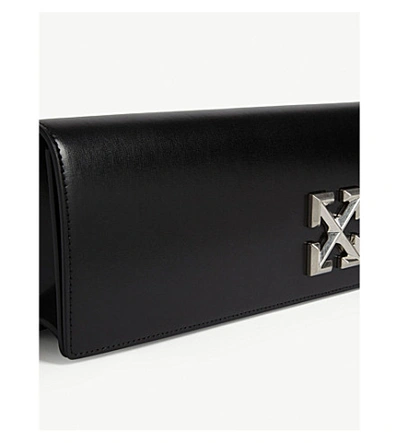 Shop Off-white Jitney 2.2 Extra-long Leather Clutch In Black