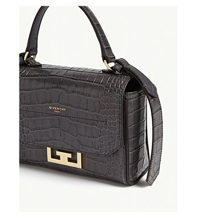Shop Givenchy Eden Mini Croc-embossed Leather Bag In Storm Grey
