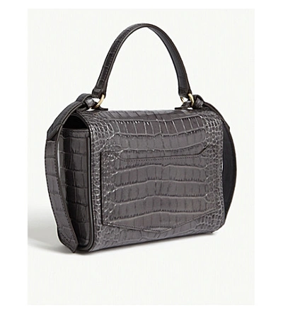 Shop Givenchy Eden Mini Croc-embossed Leather Bag In Storm Grey
