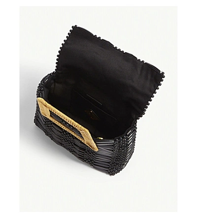 Shop Aranaz Cerise Wicker Handbag In Black