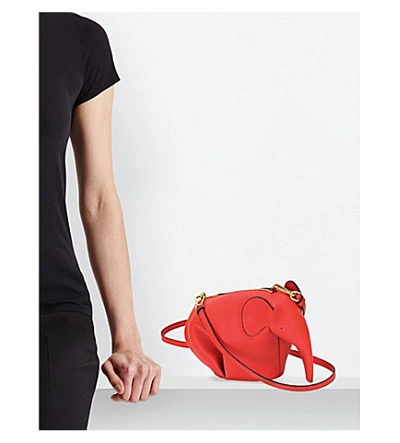 Shop Loewe Elephant Minibag Leather Shoulder Bag In Red