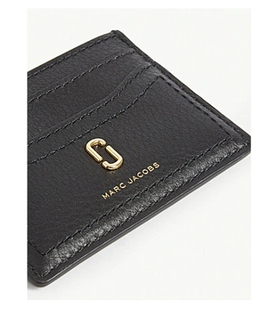 Shop Marc Jacobs Logo Leather Card Holder In Black